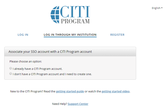 Associate your SSO account with a CITI Program account