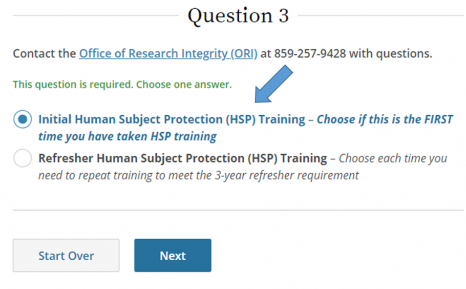 Choose Initial HSP Training