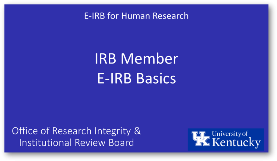 IRB Member: E-IRB Basics
