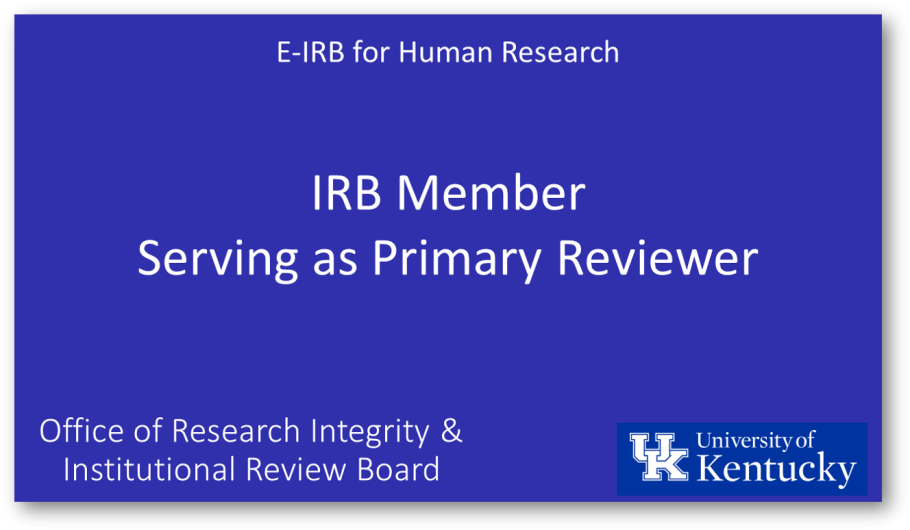 Primary Reviewer