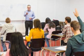 Classroom with students and teachers