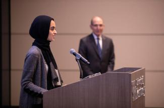 Abdallah speaking at BOT meeting