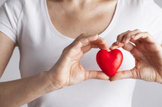 woman holding toy heart