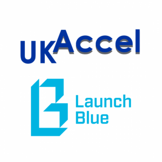 UKAccel and Launch Blue logos
