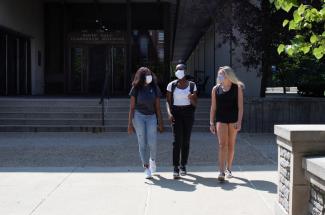 Photo of students walking together on campus