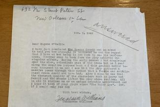 UK Professor Herman Farrell discovered a once rumored letter from Tennessee Williams to Eugene O'Neill. Photo courtesy of Yale University, Beinecke Library and Tennessee Williams Estate.