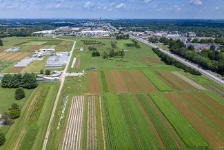 Aerial view of UK's Horticulture Research Farm in Lexington. Photo by Matt Barton.