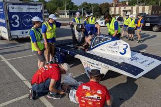 Solar Car Team celebrates its win. Photo courtesy of UK Engineering.