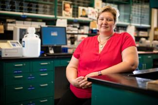 Donna Wilcock, researcher in the Sanders-Brown Center on Aging, in her lab on Aug. 14, 2019. Mark Cornelison | UK Photo.