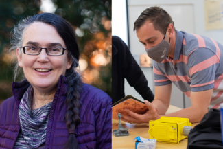 Susan Gardner (left) is the 2022 Kirwan Memorial Prize recipient, in recognition of her outstanding contributions to research. Jonathan McFadden is the 2022 Sturgill Award recipient, in honor of outstanding contributions to graduate education at UK.