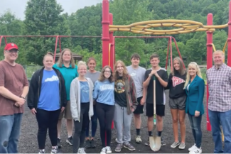 UK Health Sciences professor Patrick Kitzman with a group of Perry Co. High School students who recently refurbished a local park thanks to the CARAT-TOP program.