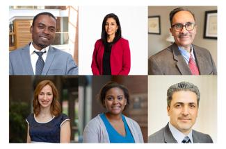 (Top, left to right) Reuben Adatorwovor, Julie Plasencia, Juan Canedo. (Bottom, left to right) Fanny Chapelin, Brittany Givens Rassoolkhani, Yasir Alsiraj.