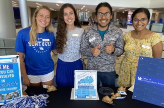 As part of their roles, URAs participate in roundtable and panel discussions, develop and lead workshops and informational sessions, and provide presentations to the campus community. Photo provided by OUR.