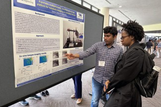 UK College of Engineering researcher Pranto Saha shares his work during Markey Research Day May 12. Photo by Elizabeth Chapin.