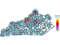 map of Kentucky with PFAS indicator score