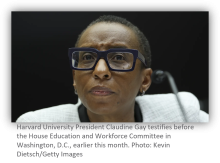 Harvard University President Claudine Gay testifies before the House Education and Workforce Committee in Washington, D.C., earlier this month. Photo: Kevin Dietsch/Getty Images